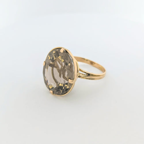 Bague 55 Bague en or jaune et quartz fumé 58 Facettes 25682