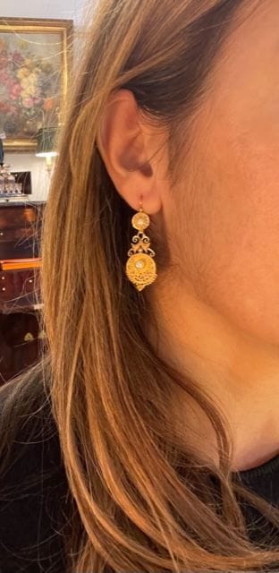 Boucles d'oreilles Paire de pendants perles, fin XIXème 58 Facettes