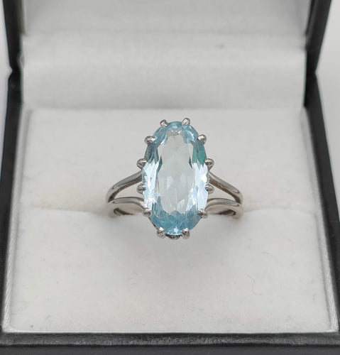 Bague 50.5 Bague vintage or gris Aigue-marine 58 Facettes