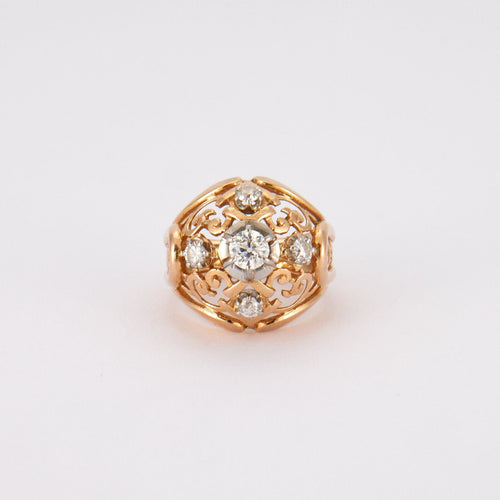 Bague 51 Bague Dôme, diamants, or jaune 58 Facettes