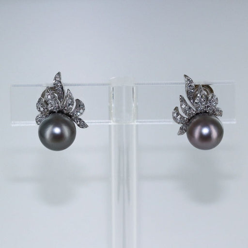 Boucles d'oreilles Boucles à clips perles de Tahiti et diamants 58 Facettes