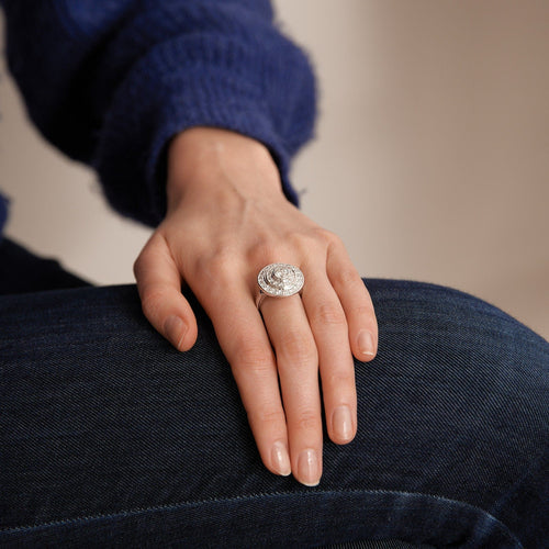 Bague 57 Bague Ronde Diamants 58 Facettes B01091