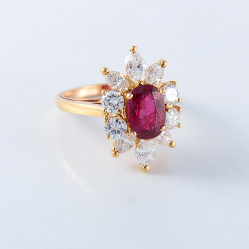 Bague 55 Bague Marguerite Rubis Diamants 58 Facettes