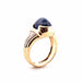 65 Men's signet ring in 18-carat yellow gold, sapphire and diamonds 58 Facettes
