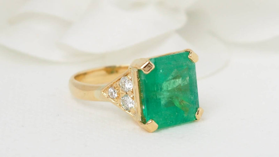 Bague 55 Bague émeraude Colombie diamants 58 Facettes 32047