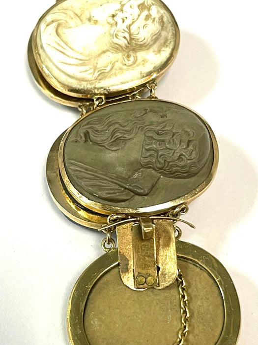 Bracelet Bracelet ancien vers 1800, camées pierre de lave et or jaune 58 Facettes
