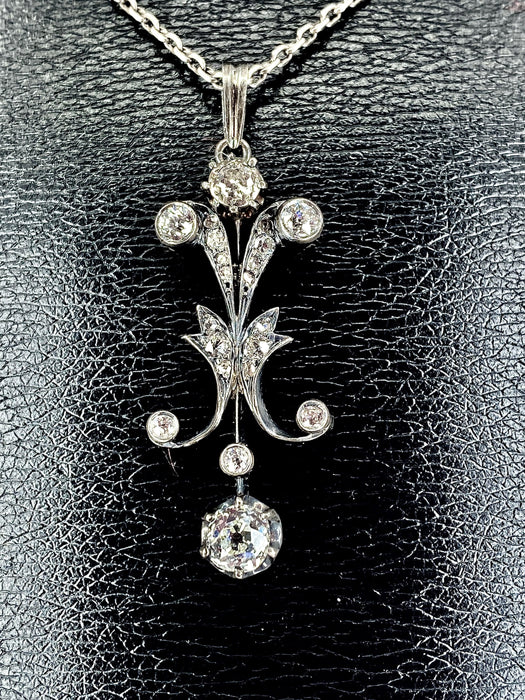 Pendentif Pendentif Or blanc Argent Diamants Epoque Napoléon III. 58 Facettes AB277