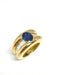 Ring Yellow gold oval sapphire and baguette diamond ring 58 Facettes