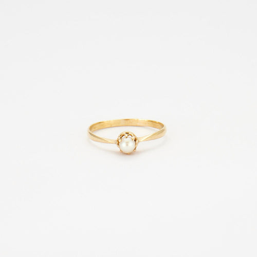 Bague 49.5 Bague en Or jaune, perle blanche 58 Facettes