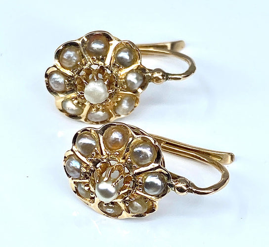 Boucles d'oreilles Boucles d’oreilles or jaune perles fines vers 1880 58 Facettes AB301