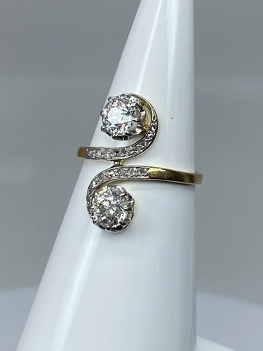 Bague 53 Bague en or blanc et or jaune 18 carats en diamants. Epoque 1900 58 Facettes AB267