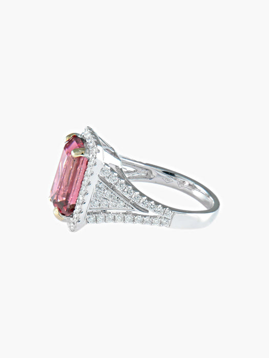 Bague 52 Bague Tourmaline rose Diamants 58 Facettes