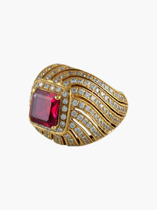 Bague Bague Dôme Rouge 58 Facettes