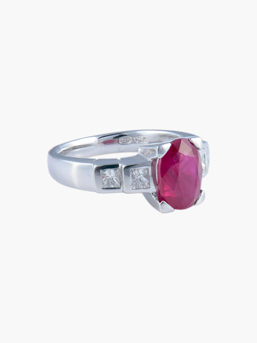 Bague 52 Bague Rubis et Diamants princesse 58 Facettes