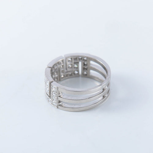 Bague 54 Bague à motifs grecs, diamants et platine 58 Facettes