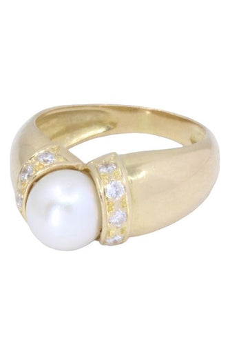 Bague 51 BAGUE PERLE ET DIAMANTS 58 Facettes 079031