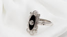 Ring Art Deco ring in platinum, onyx and diamonds 58 Facettes 30395