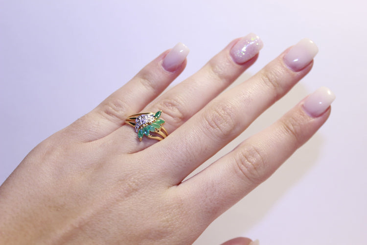 Bague 55 Bague Or Diamants et Emeraudes 58 Facettes