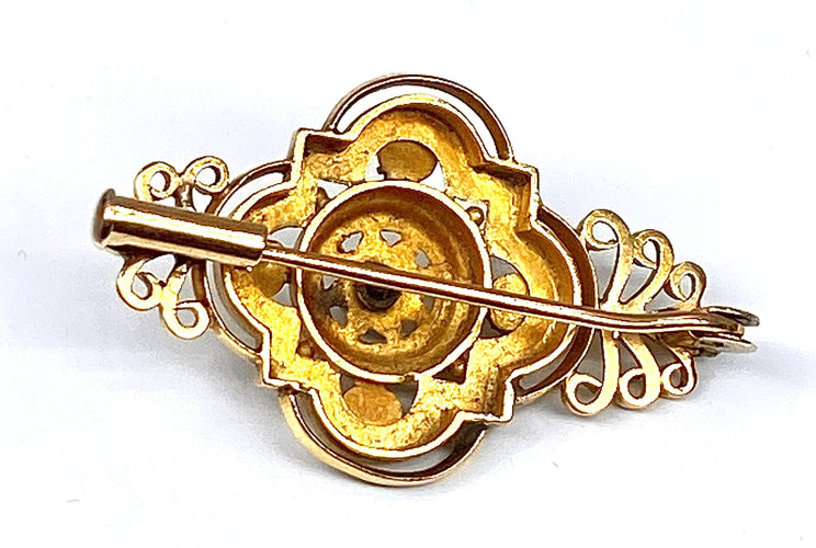 Broche ancienne plaqué or motif fleur RefN807 Broche ancienne plaqué or motif fleur RefN807