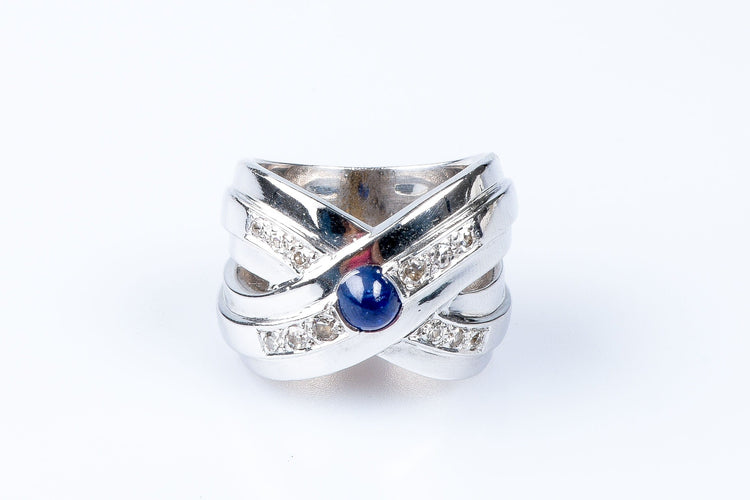 Bague Bague diamants saphir or blanc 58 Facettes 111-170463-34