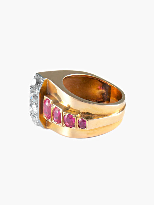 Bague 52 Bague rubis diamants or jaune 58 Facettes 54-6