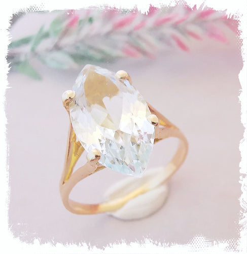 Bague Bague Aigue-marine Or Jaune 58 Facettes AA 1481