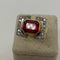 Bague Bague Tank or jaune, pierre rouge 58 Facettes 20400000495