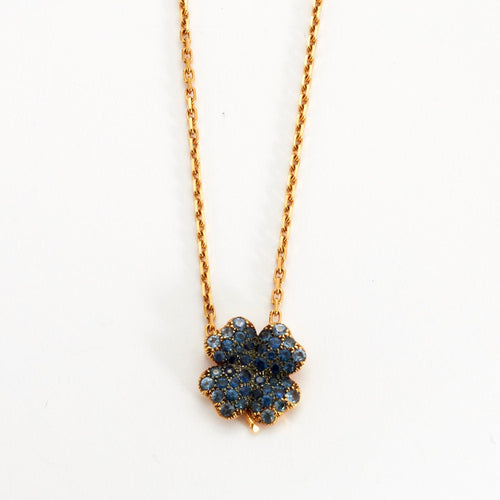 Collier Collier Trèfle Or Saphir Bleu 58 Facettes 002.309