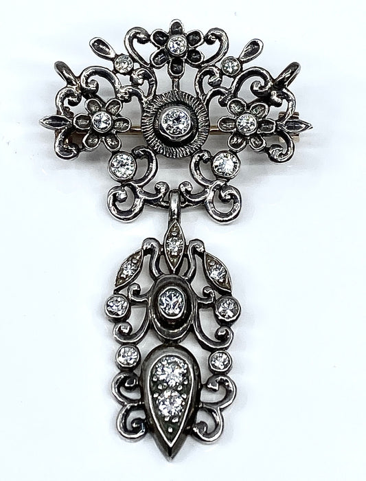 Broche Broche pendentif or argent diamants, Napoléon III 58 Facettes AB171