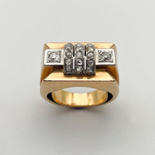 Bague Bague Tank en Or jaune & diamants 58 Facettes