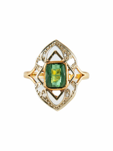 Bague Bague Marquise "Art Nouveau" Tourmaline Verte 58 Facettes