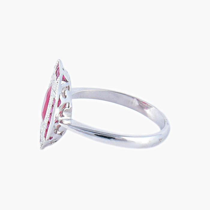 Bague 53 Bague style Art Déco Diamants et Rubis 58 Facettes