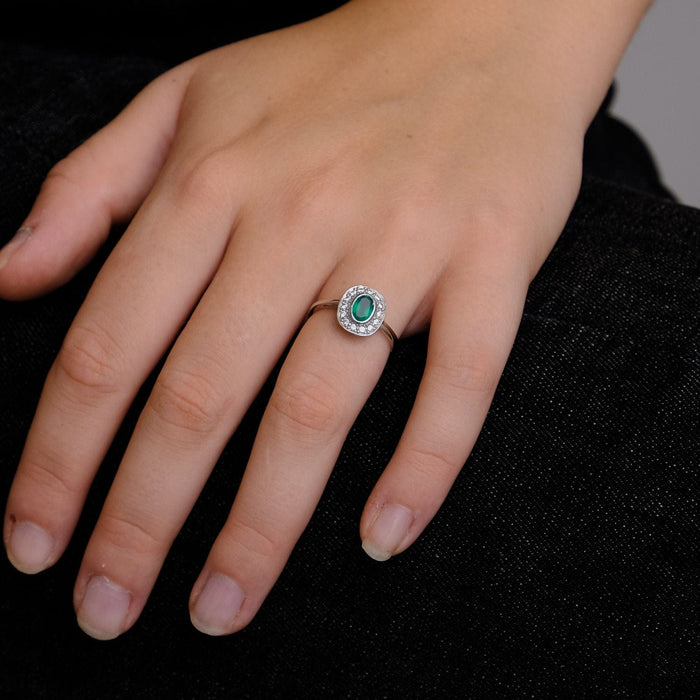 Bague Bague en Argent & Agate Verte 58 Facettes