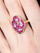 Ring 52 Oval ruby ​​flower ring and brilliant diamonds in yellow gold 58 Facettes LP9-14
