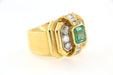 Tank Ring, in Yellow Gold, Emerald & Diamonds 58 Facettes 4758z