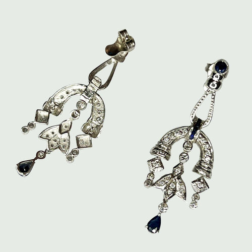 Boucles d'oreilles BOUCLES D'OREILLES ART DÉCO SAPHIRS DIAMANTS 58 Facettes 814A