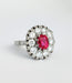 Ring 54 Daisy ring white gold ruby ​​surrounded by diamonds 58 Facettes TBU