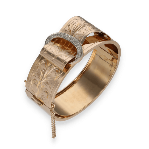 Bracelet Bracelet ouvrant Or rose et platine diamants 58 Facettes