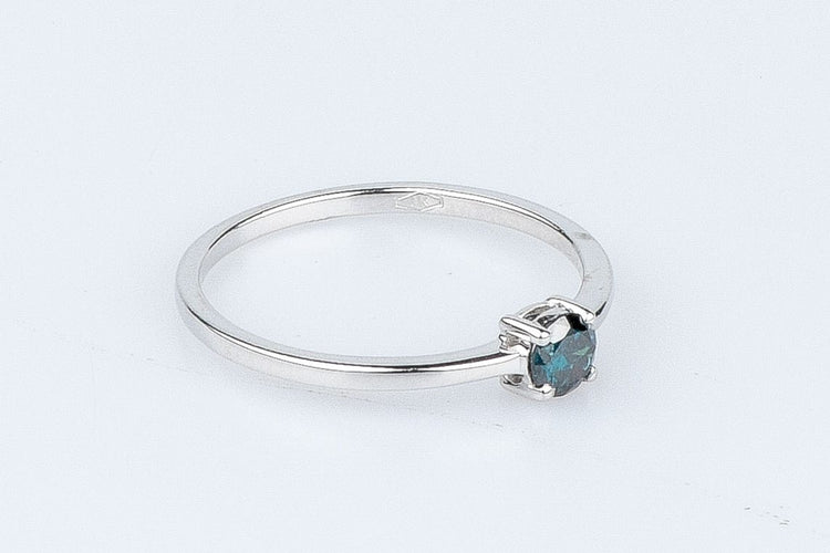 Bague Bague solitaire diamant fancy blue en or blanc 58 Facettes 53072-52-28