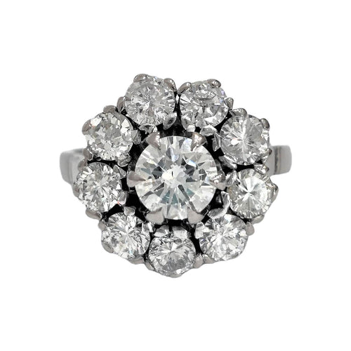 Bague 53 Bague or blanc marguerite diamants 58 Facettes 1-1185/2