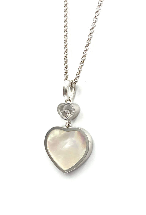 Collier Chopard. Collection Happy Hearts, collier or blanc, nacre et diamant 58 Facettes