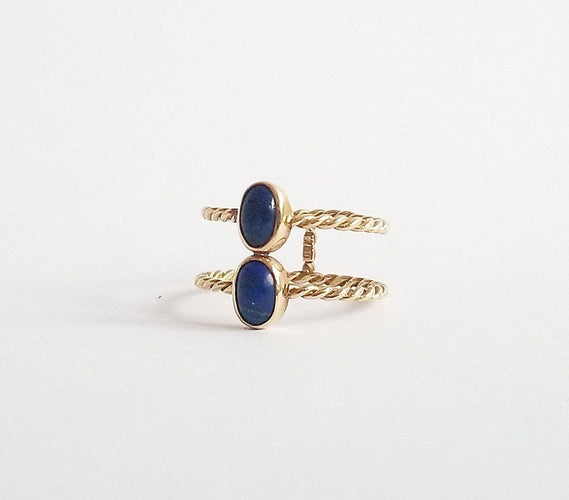 Bague 50.5 Bague Or Jaune et Lapis Lazulli 58 Facettes