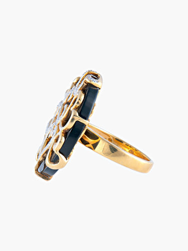 Bague 52 Bague Coeur Onyx Diamants 58 Facettes