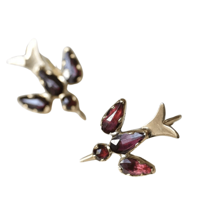 Boucles d'oreilles Boucles d'oreilles Colombes Or Grenats 58 Facettes