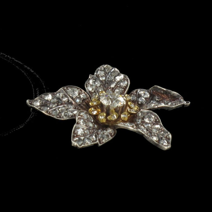 Pendentif Pendentif ancien fleur diamants 58 Facettes CV-3430838