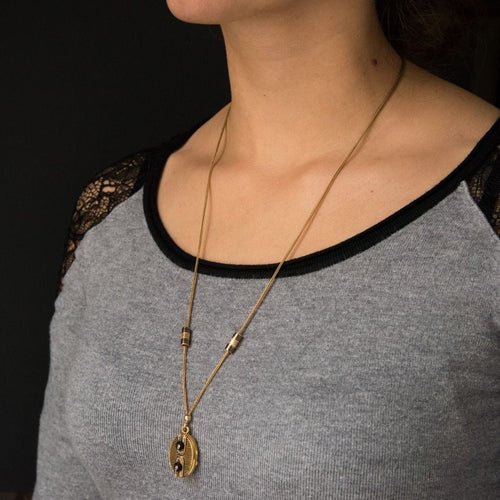 Collier Collier ancien médaillon et coulants émaillés et diamants 58 Facettes 18-357