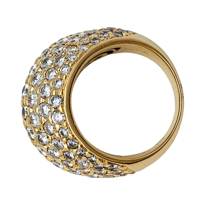 Poiray ring in yellow gold paved with diamonds and pink sapphires.