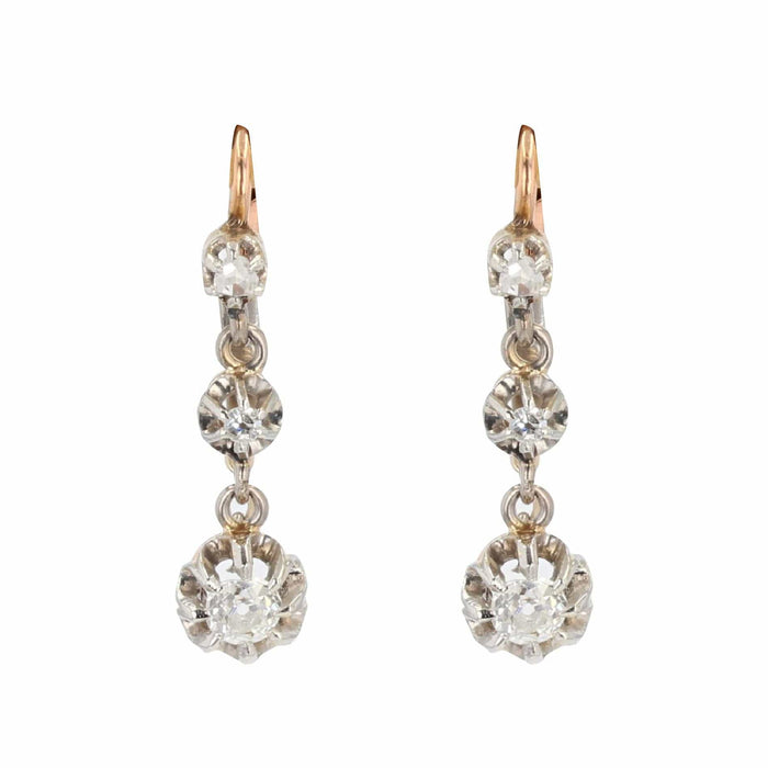 Boucles d'oreilles Boucles d'oreilles diamants pendantes anciennes 58 Facettes 21-258