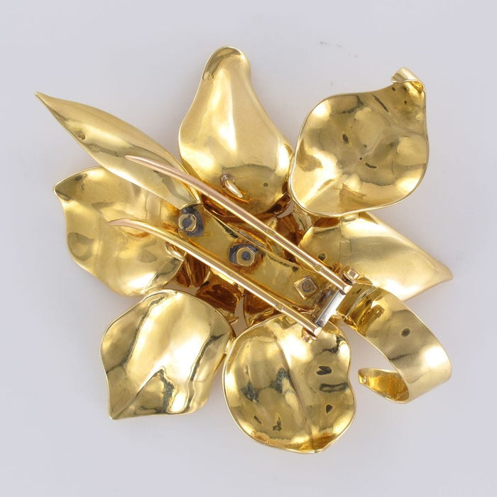 Broche Broche fleur en or et grenat orange cabochon 58 Facettes 13-002-7296526