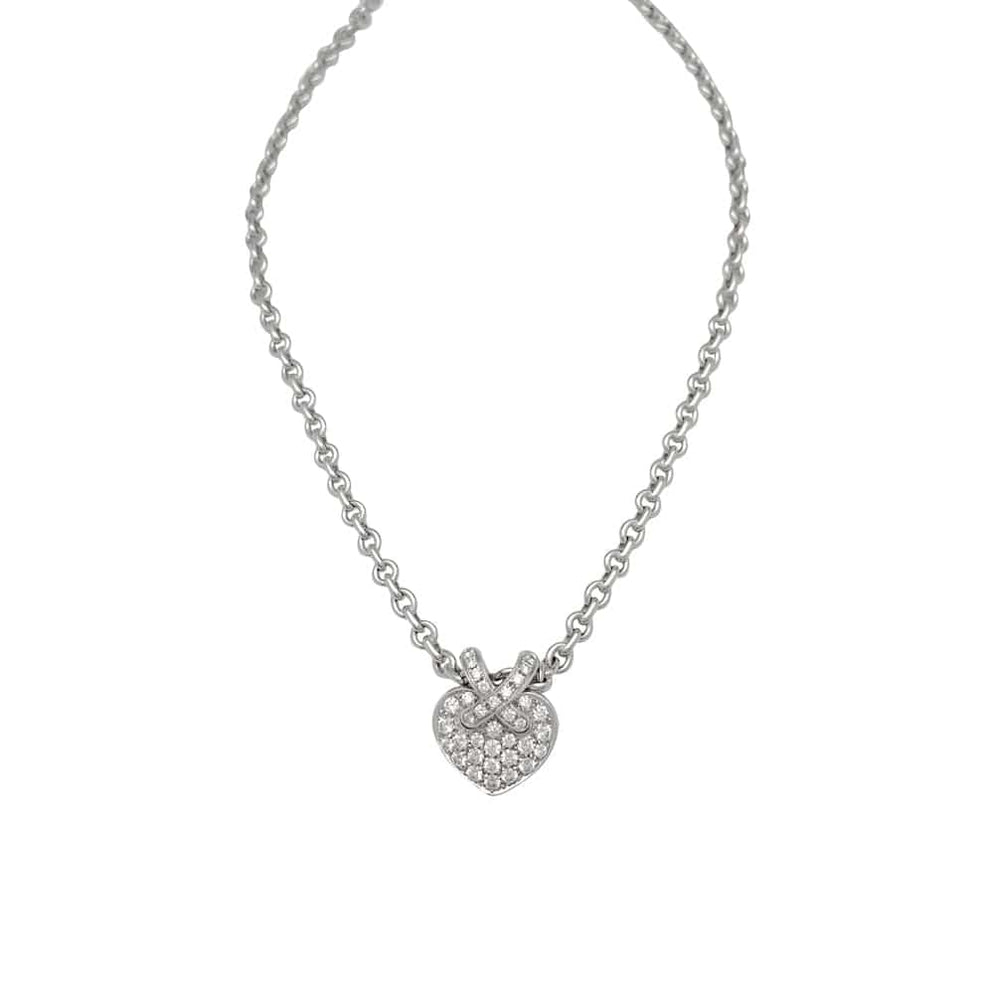 Pendentif Coeur Liens CHAUMET En Or Blanc Et Diamants - Occasion, Bijou De Luxe Romantique